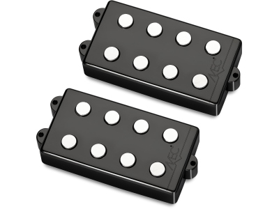  Passive MM-Style Bass Pickup Set, Metal Cover, 4-String - Black Chrome