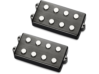  Passive MM-Style Bass Pickup Set, Metal Cover, 4-String - Brushed Black Chrome
