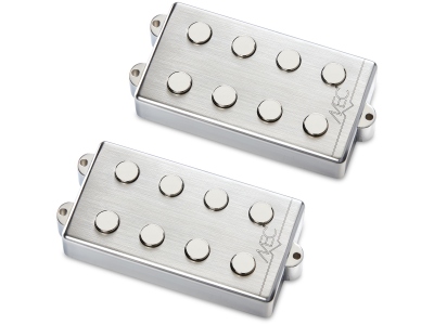  Passive MM-Style Bass Pickup Set, Metal Cover, 4-String - Brushed Chrome