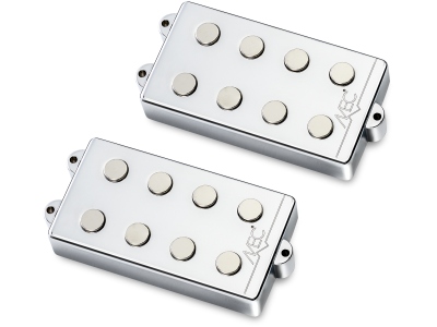 Passive MM-Style Bass Pickup Set, Metal Cover, 4-String - Chrome