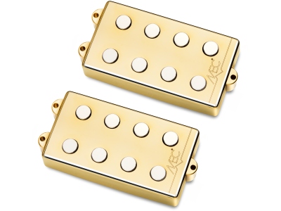 Passive MM-Style Bass Pickup Set, Metal Cover, 4-String - Gold