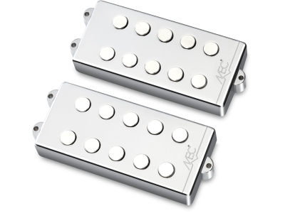  Passive MM-Style Bass Pickup Set, Metal Cover, 5-String - Chrome
