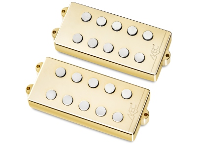  Passive MM-Style Bass Pickup Set, Metal Cover, 5-String - Gold