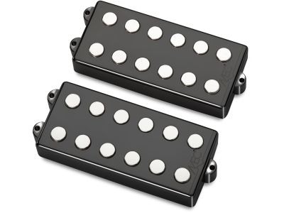  Passive MM-Style Bass Pickup Set, Metal Cover, 6-String - Black Chrome