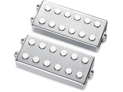  Passive MM-Style Bass Pickup Set, Metal Cover, 6-String - Brushed Chrome