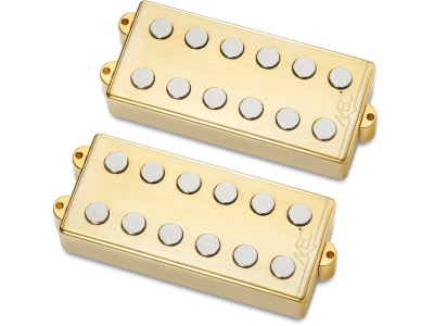  Passive MM-Style Bass Pickup Set, Metal Cover, 6-String - Brushed Gold