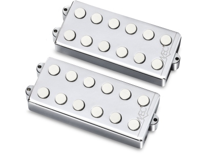  Passive MM-Style Bass Pickup Set, Metal Cover, 6-String - Chrome