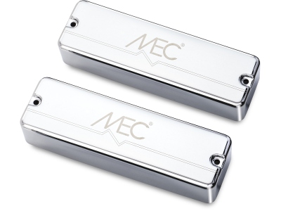  Passive Soapbar Humbucker Bass Pickup Set, Metal Cover, 5-String - Chrome