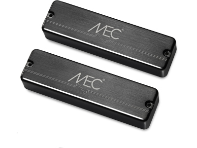  Passive Soapbar Humbucker Bass Pickup Set, Metal Cover, 6-String - Brushed Black Chrome