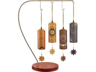 4-piece Cosmic Bamboo Chime Set + Stand