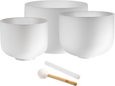 CS Bowl Set, white-frosted, Note G4, E4, C4, Throat -Solarplexus-Root Chakra