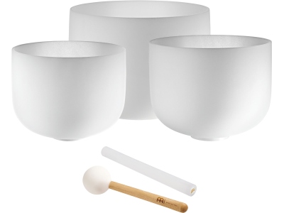 CS Bowls Set, white frosted, Note A4, F4, C4, Brow- Heart -Root Chakra