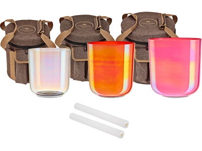 EC Singing Bowl Set, Note E4, C4, G3, Solarplexus-Root-Throat Chakra