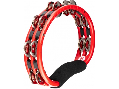 Traditional ABS Series Hand Held Molded ABS Tambourine - Red/Nickel-Plated Jingles