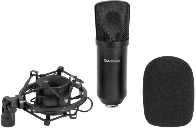 Microfon cu condensator cu diafragmă mare pentru aplicații profesionale de studio Omnitronic MIC CM-78 mk2