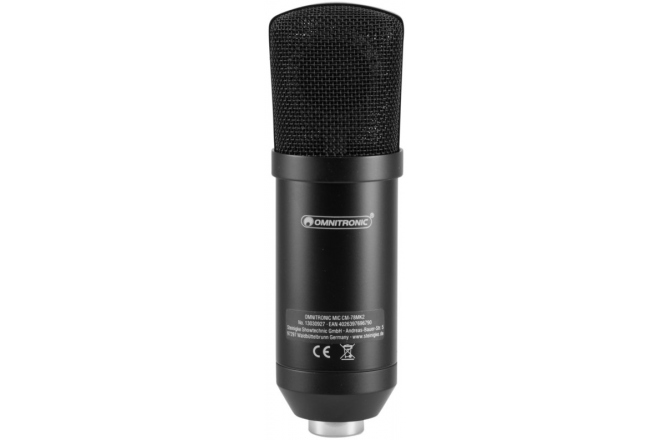 Microfon cu condensator cu diafragmă mare pentru aplicații profesionale de studio Omnitronic MIC CM-78 mk2