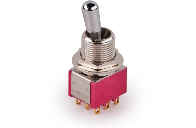 Mini Comutator chitară MEC Pickups  Maxi Toggle Switch, Short, Solder Lugs, ON/ON, 3PDT - Chrome