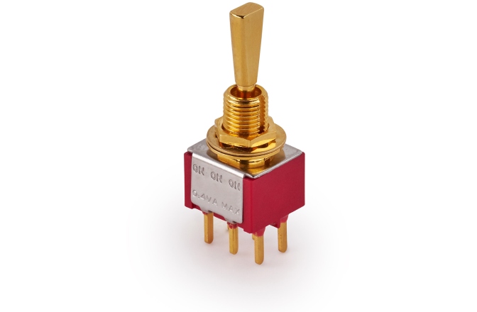 Mini Comutator chitară MEC Pickups  Mini Toggle Switch, Flat, Print, ON/ON/ON, DP3T - Gold