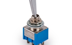 Mini Comutator chitară MEC Pickups  Mini Toggle Switch, Flat, Solder Lugs, ON/ON, DPDT - Chrome