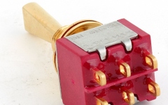 Mini comutator chitară MEC Pickups  Mini Toggle Switch, Flat, Solder Lugs, ON/ON/ON, DP3T - Gold