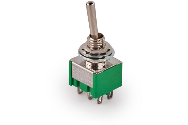 Mini Toggle Switch, Long, Solder Lugs, ON/OFF/ON, DP3T - Chrome Mini Toggle Switch, Long, Solder Lugs, ON/OFF/ON, DP3T - Chrome