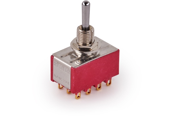 Mini Toggle Switch, Long, Solder Lugs, ON/ON/ON, 4P3T - Chrome Mini Toggle Switch, Long, Solder Lugs, ON/ON/ON, 4P3T - Chrome