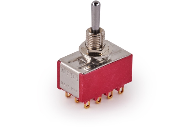 Mini Comutator chitară MEC Pickups  Mini Toggle Switch, Long, Solder Lugs, ON/ON/ON, 4P3T - Chrome