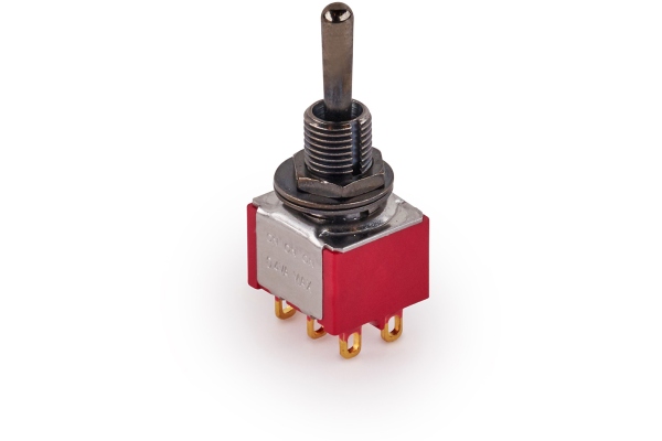 Mini Toggle Switch, Long, Solder Lugs, ON/ON/ON, DP3T - Black Mini Toggle Switch, Long, Solder Lugs, ON/ON/ON, DP3T - Black