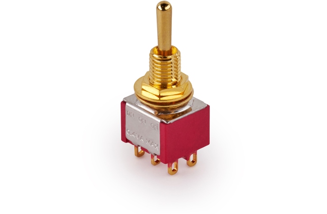 Mini Comutator chitară MEC Pickups  Mini Toggle Switch, Long, Solder Lugs, ON/ON/ON, DP3T - Gold