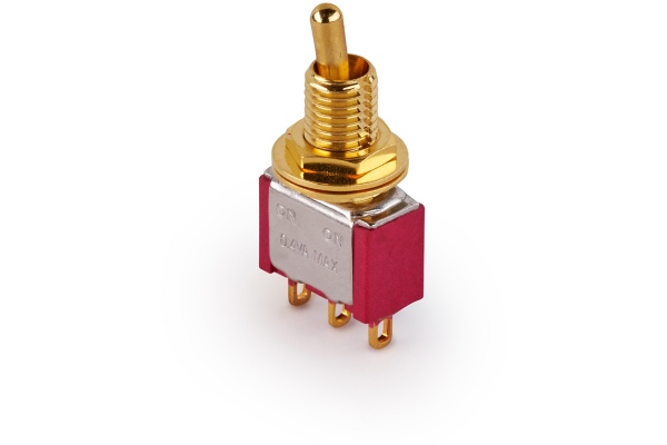  Mini Toggle Switch, Short, Solder Lugs, ON/ON, SPDT - Gold