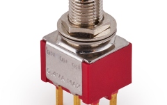 Mini comutator MEC Pickups  Mini Toggle Switch, Long, Print, ON/ON/ON, DP3T - Chrome