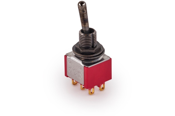 Mini Toggle Switch, Long, Solder Lugs, ON/ON, DPDT - Black