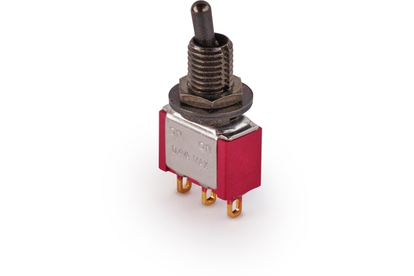 Mini Toggle Switch, Short, Solder Lugs, ON/ON, SPDT - Black Mini Toggle Switch, Short, Solder Lugs, ON/ON, SPDT - Black