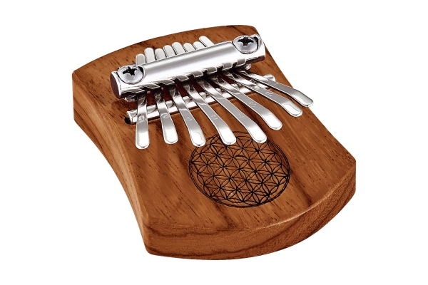 Solid "Flower of Life" Mini Kalimba - 8 notes / Red Zebrawood