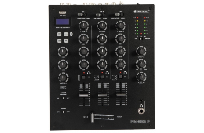 mixer dj 3 canale Omnitronic PM-322P 3-Channel DJ Mixer with Bluetooth & USB Player
