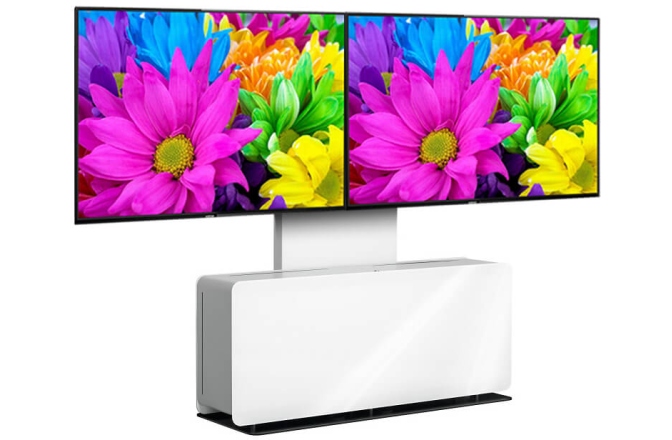 Mobilier Videoconferinta Vogels Double cu stand PVF4112 Alb max.65"