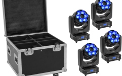 Moving Head Beam Eurolite Set 4x LED TMH-H240 Beam/Wash/Flower Effect + Case