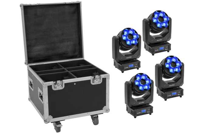 Moving Head Beam Eurolite Set 4x LED TMH-H240 Beam/Wash/Flower Effect + Case