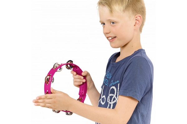 Compact ABS Tambourine 8" - Strawberry Pink