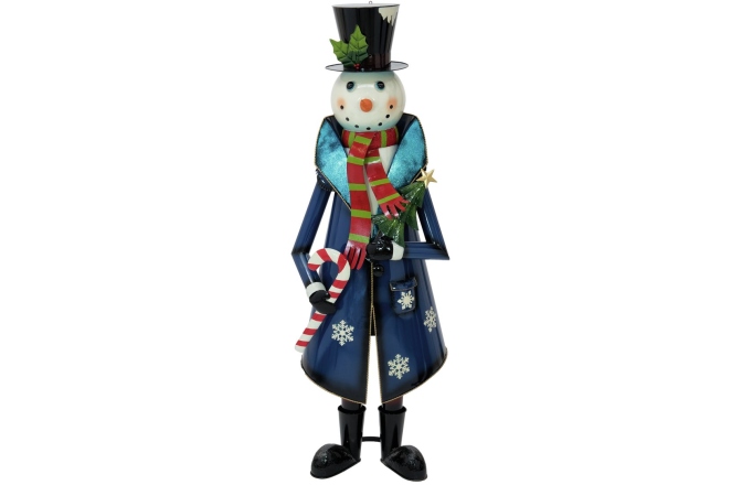 Om de zăpadă, îmbrăcat Europalms Snowman with Coat, Metal, 150cm, blue
