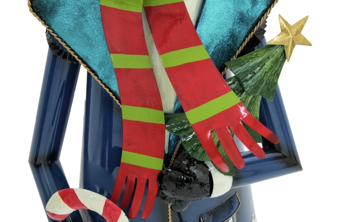 Om de zăpadă, îmbrăcat Europalms Snowman with Coat, Metal, 150cm, blue