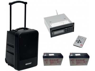 Set MOM-10BT4 Modular wireless PA system + CD Player with USB&SD + 2x Battery