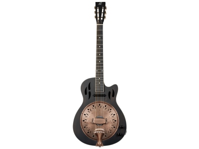 Americana Series Resonator Guitar 6 String - Distressed Black / Antique Brass HW