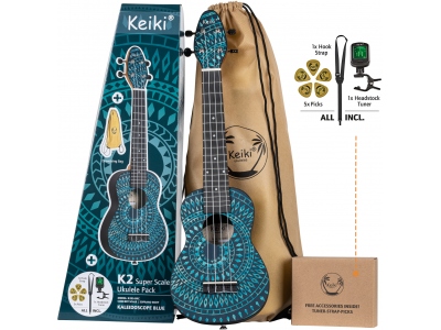 Keiki K2 Series Superscale Ukulele Set Bag/H-tuner/5 Picks/Strap