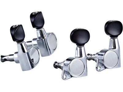 Ukulele Die-Cast, black button - Chrome