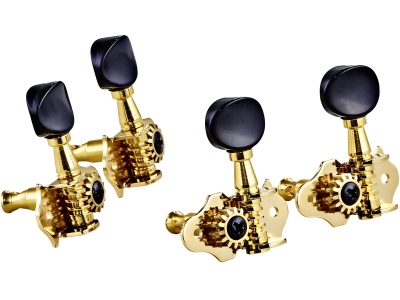 Ukulele set open gear, black ABS button - Gold