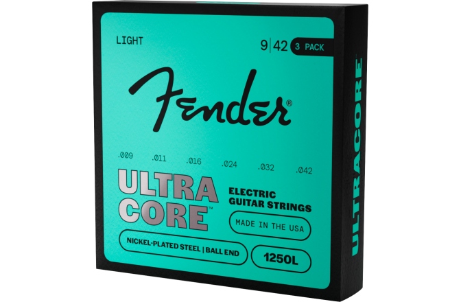 Pachet corzi chitară electrică Fender 1250 Ultracore™ Guitar Strings Nickel Plated Steel Ball End 1250L Gauges .009-.042 (6) 3-Pack