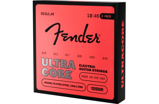 Pachet corzi chitară electrică Fender 1250 Ultracore™ Guitar Strings Nickel Plated Steel Ball End 1250R Gauges .010-.046 (6) 3-Pack
