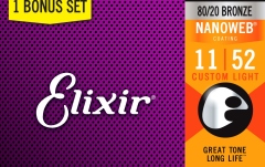 Pachet corzi Elixir 3Pack Nanoweb Acoustic 80/20 11-52 16538