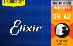 Pachet corzi Elixir 3Pack Nanoweb Electric 9-42 16540